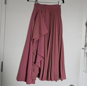 Eimy Istoire Japanese Soft Rose Pink Pleated Scarf Hem Maxi Skirt